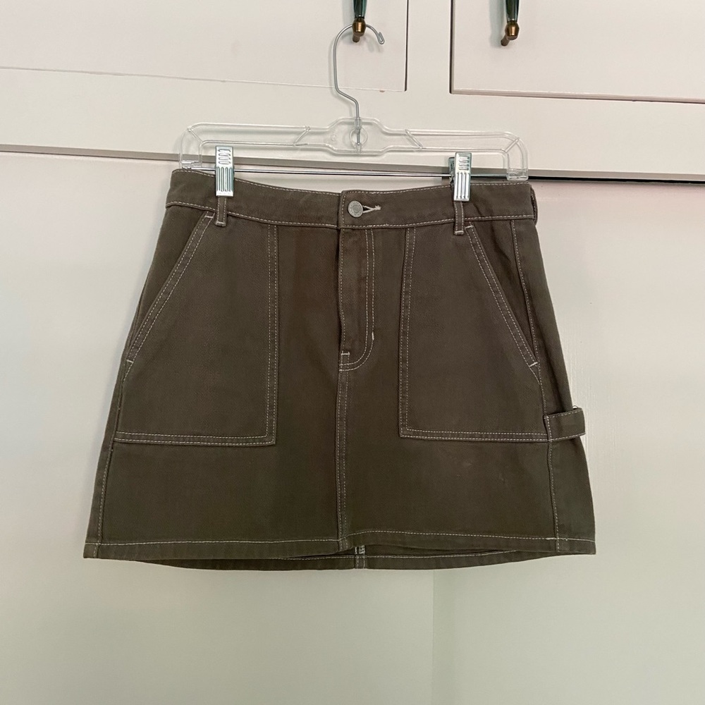Pacsun Olive Green Denim Mini Skirt